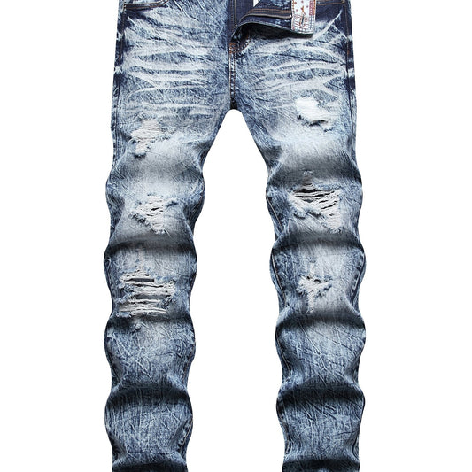 Slim Fit Ripped Jeans Men s Casual Distressed Denim Pants