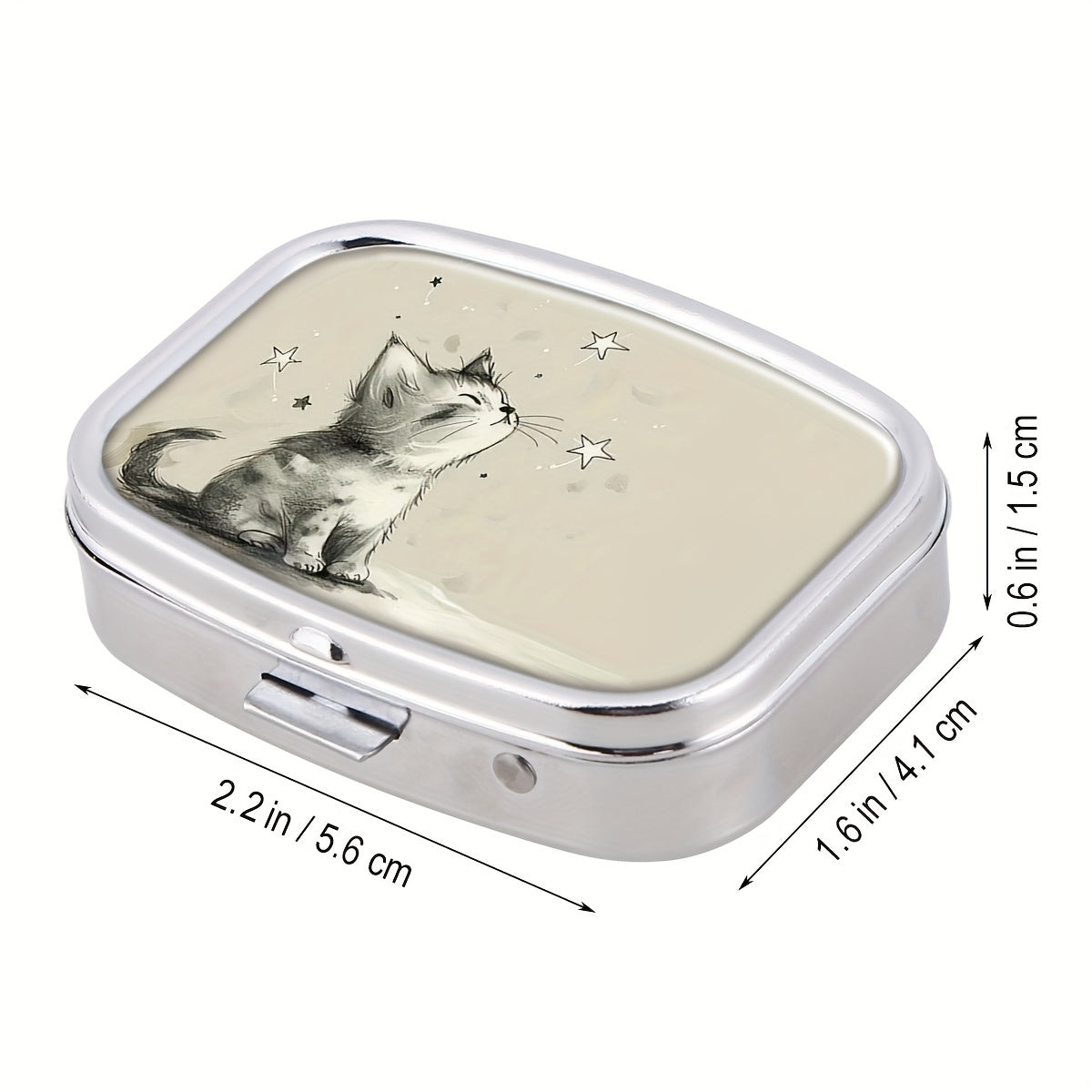 Starry Cat 2 Compartment Pill Case Compact Medicine Organizer