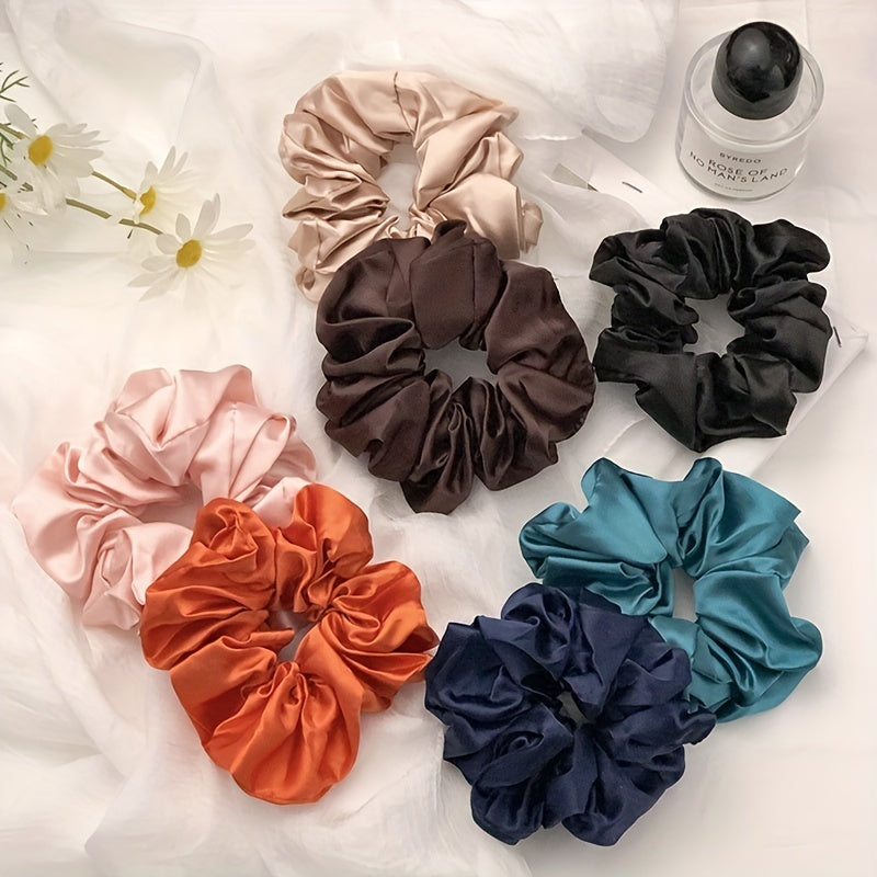 Satin Solid Scrunchies Hair Tie Sweet Style For Women Girls