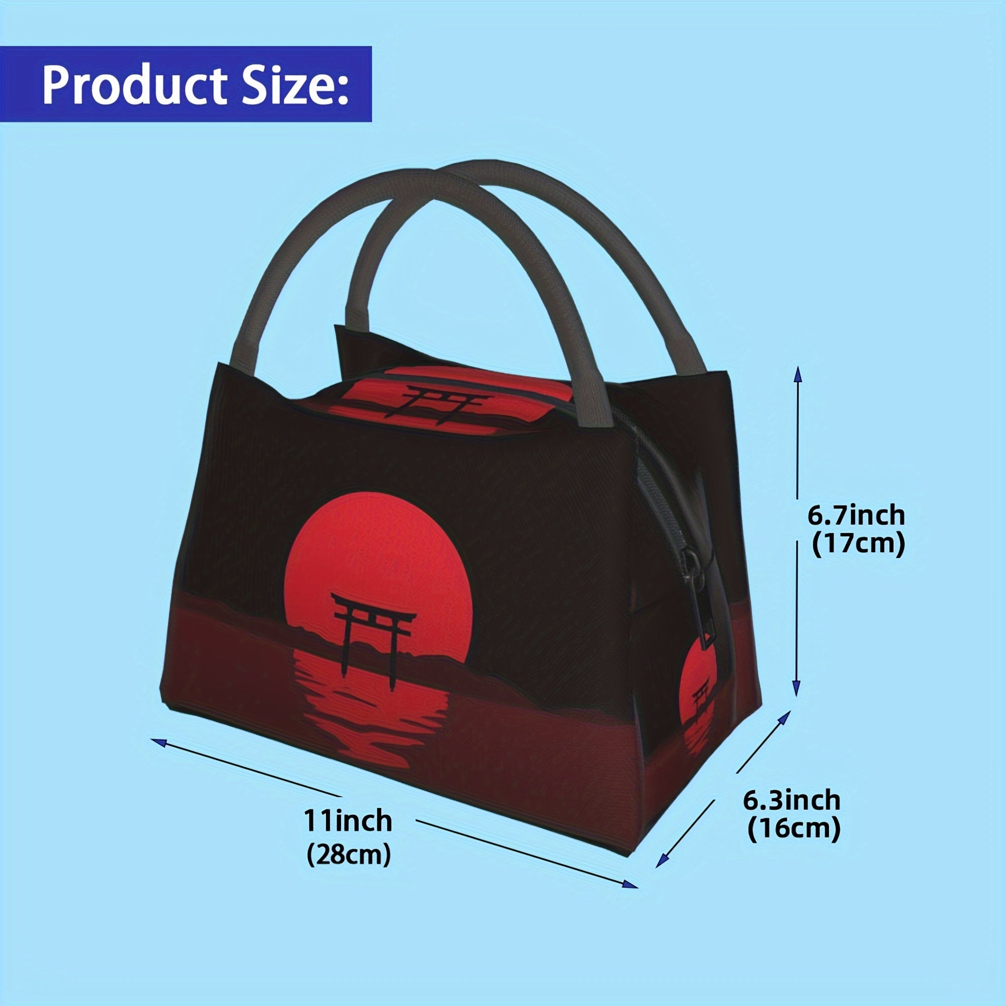 Japanese Sunset Scenery Insulated Lunch Bag with Zipper