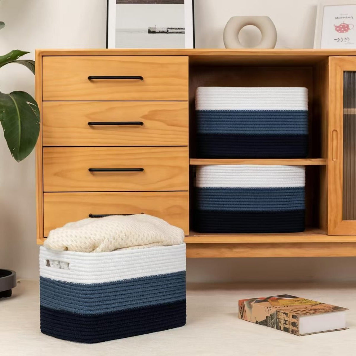 Hand Woven Storage Basket Frame - Ideal for Snacks, Clothes, Books