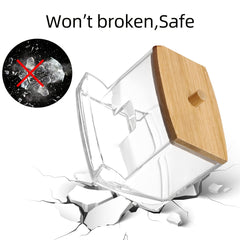 Cotton Swab Pads Holder with Wood Lids - 7 Oz