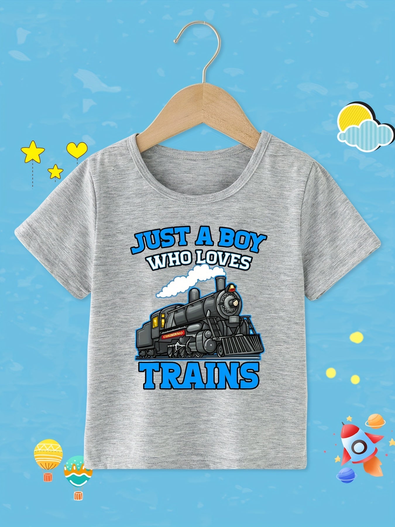Toddler Boys' Train Lover Tee Comfort Fit Crew Neck Casual Summer Top