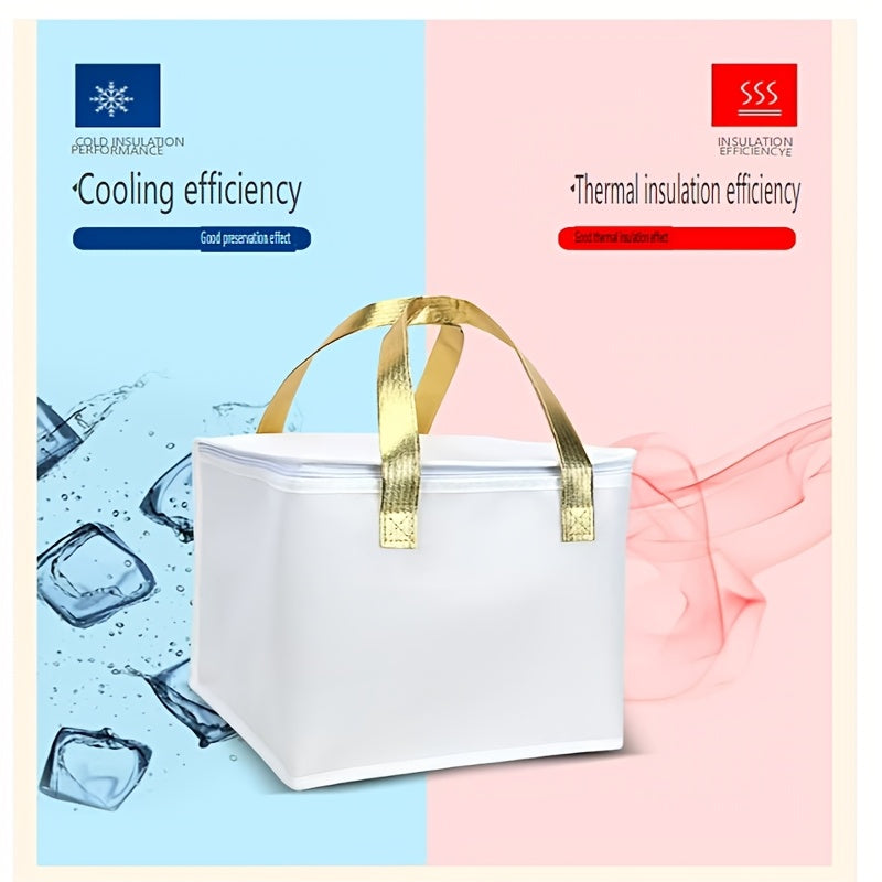 Golden Insulated Lunch Bag Portable Reusable Leak Proof