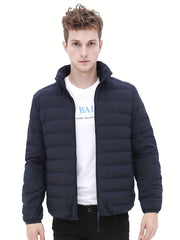 Men's Lightweight Puffer Jacket Stand Collar Outwear for Fall Winter