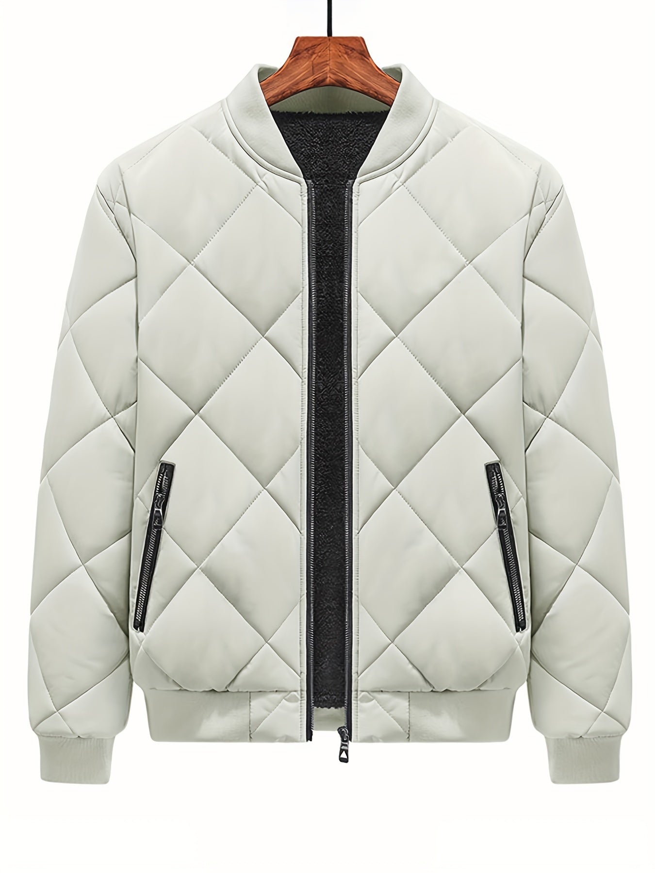 Men's Warm Fleece Baseball Collar Zip Up Jacket Coat