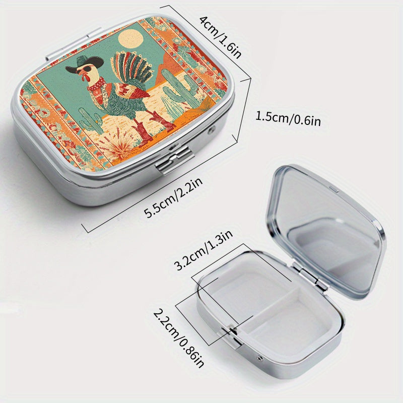 Thanksgiving Square Pill Box Dual Compartments Portable Medicine Organizer