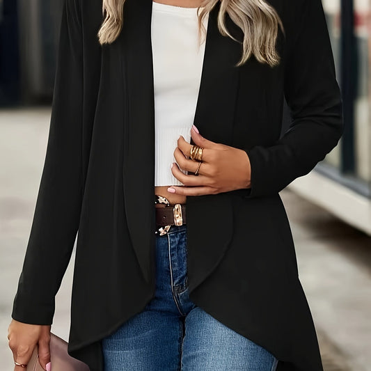 Cardigan Women's Plus Solid Long Sleeve Shawl Collar Open Front Coat