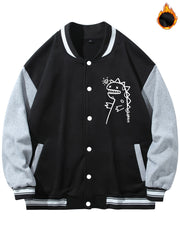 Dino Graphic Print Men's Baseball Jacket