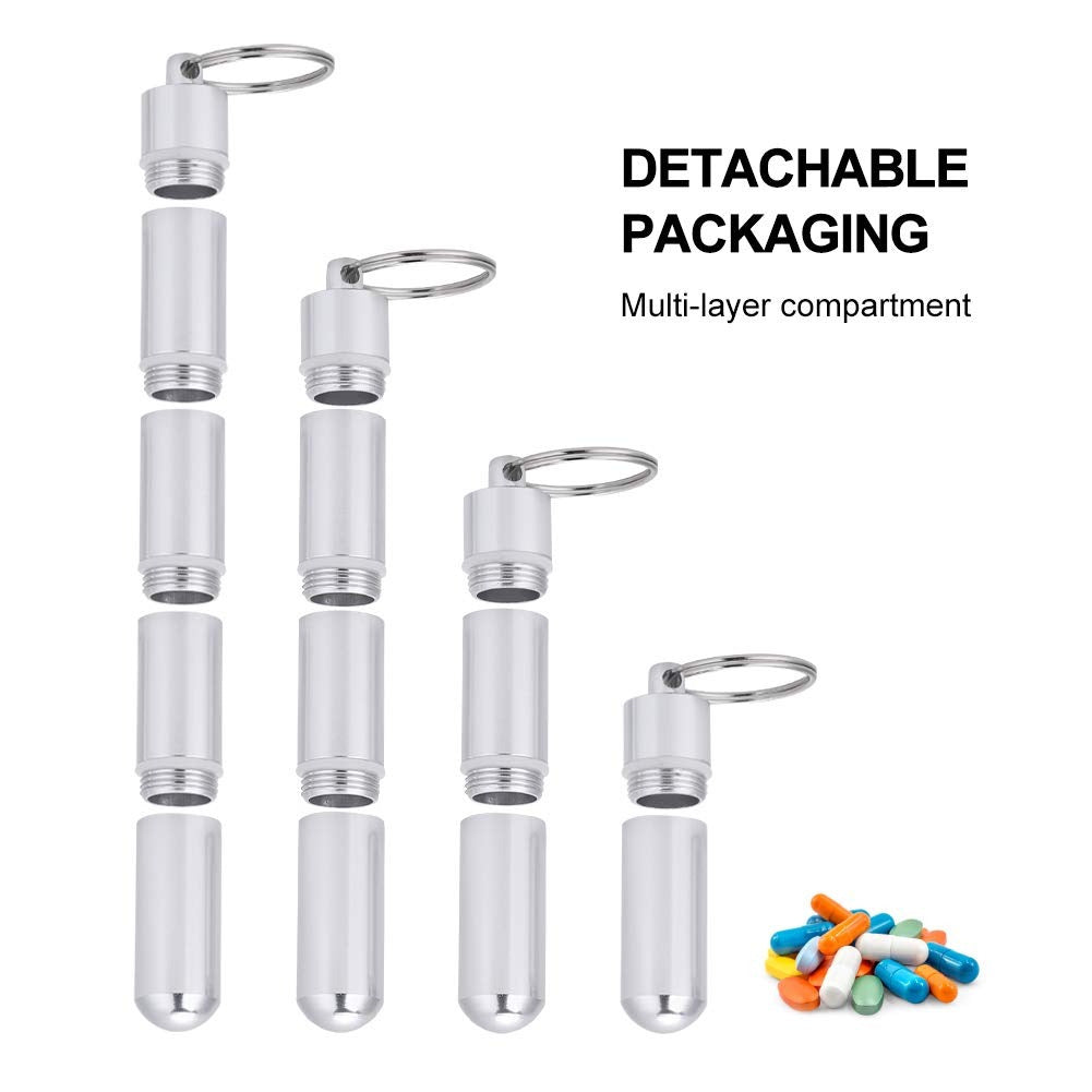 Aluminum Alloy Pill Box Keychain Holder Outdoor Travel Small Organizer