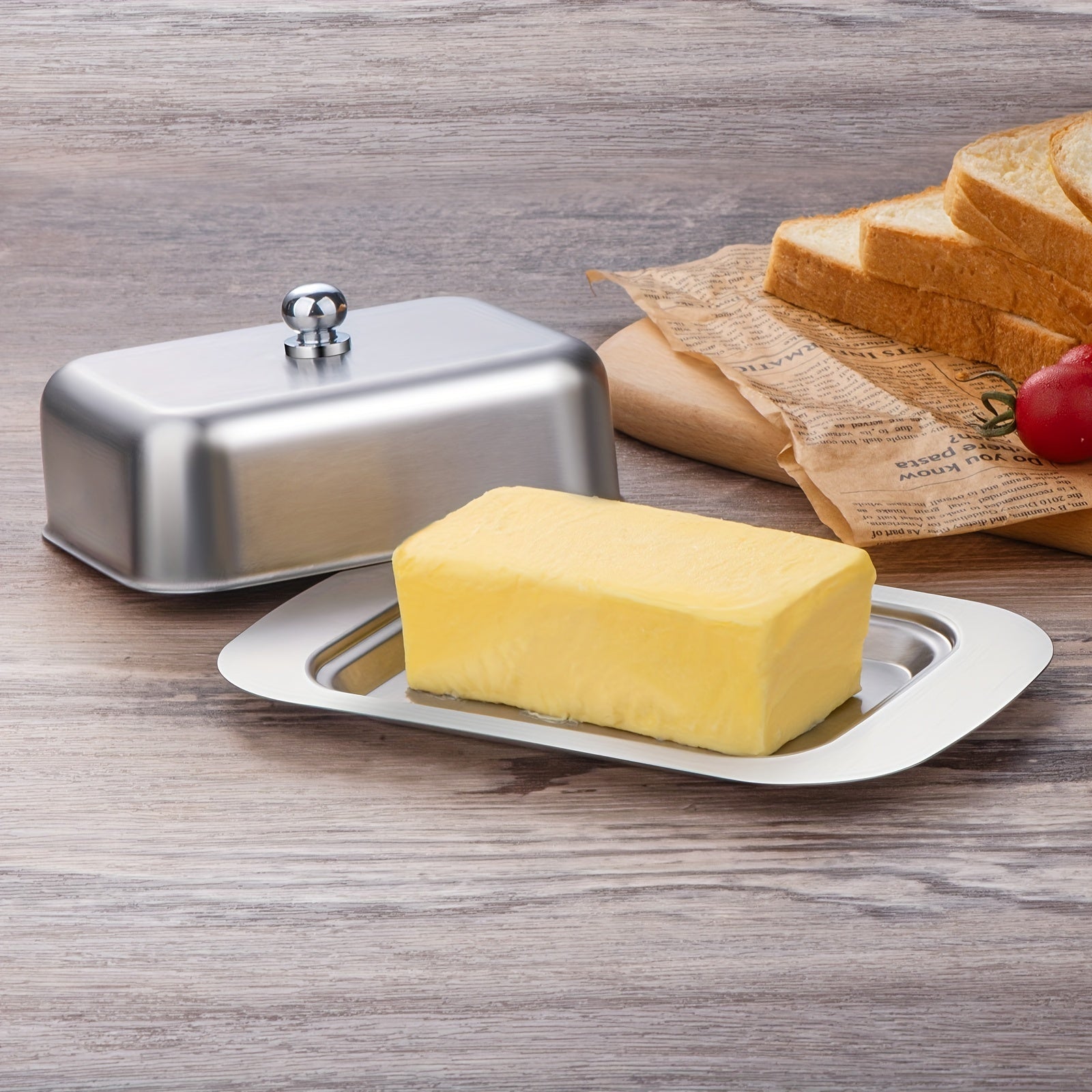 Stainless Steel Butter Box with Cover, Creative Butter Dish, Cheese Storage Box