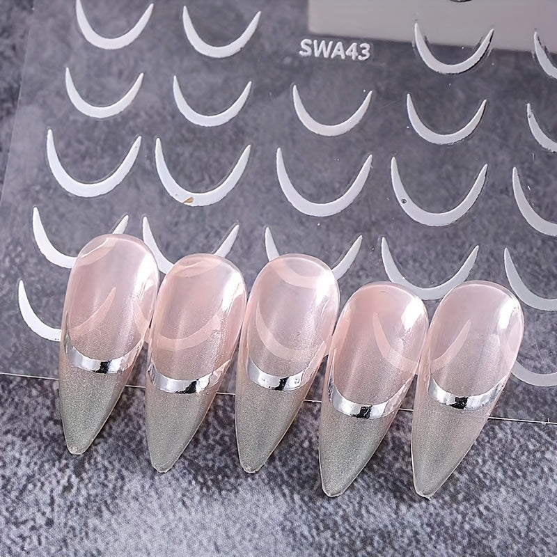 Geometric Pattern Nail Art Decals Space Themed Semi Circular Embellishments