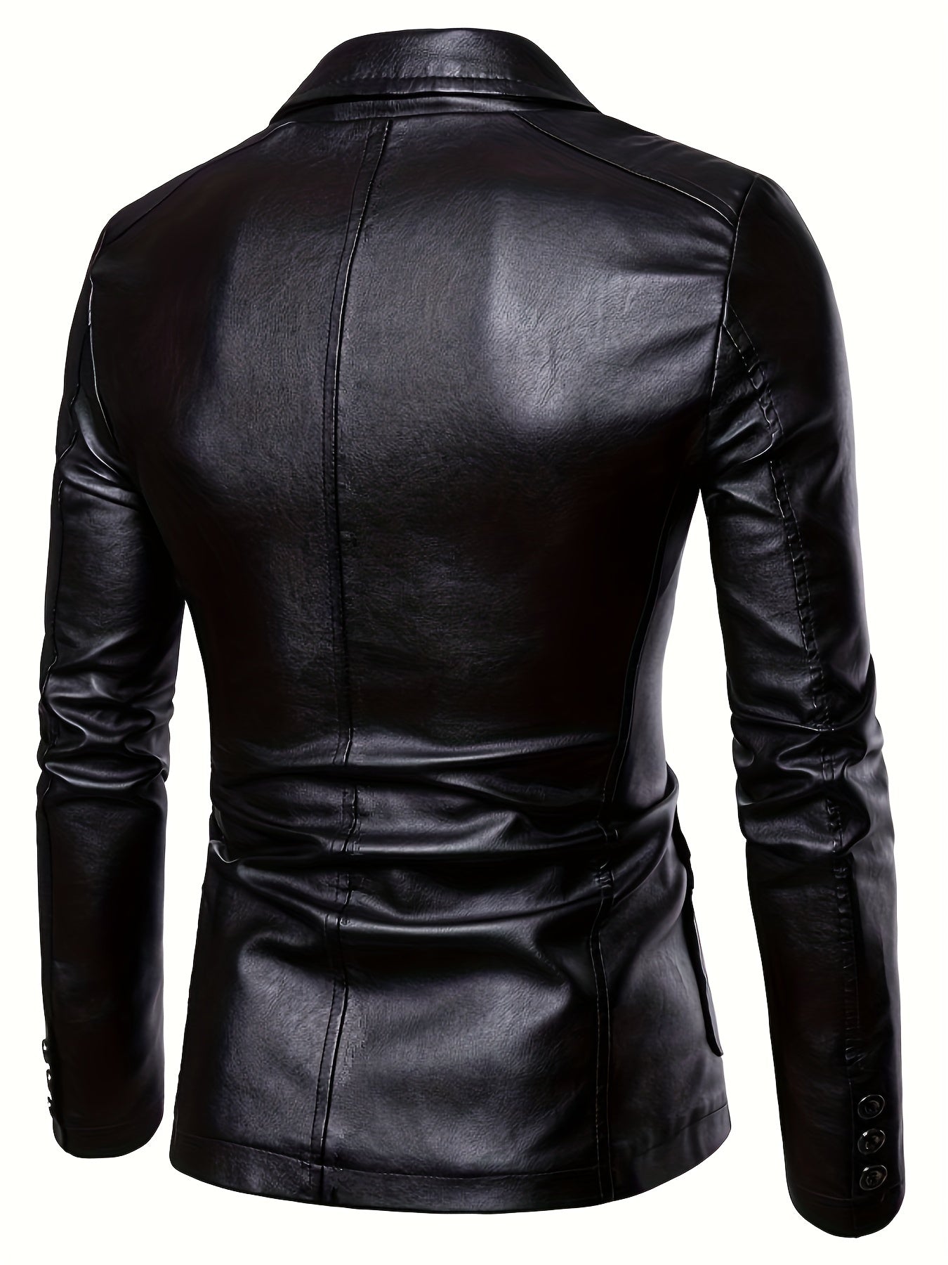 Men's Leather Lapel Zipper Up Jacket for Autumn Winter Wear