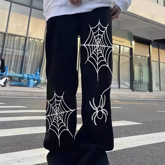 Spider & Web Print Jeans Mens Casual Denim