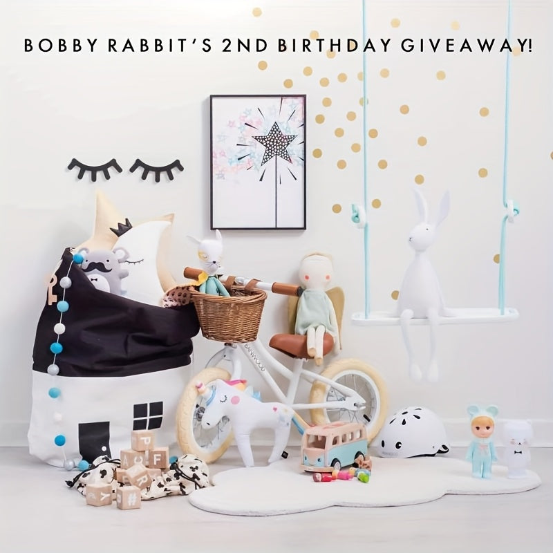 Nordic Style House Shaped Storage Bag Durable Polyester Fabric with Hanging Loop