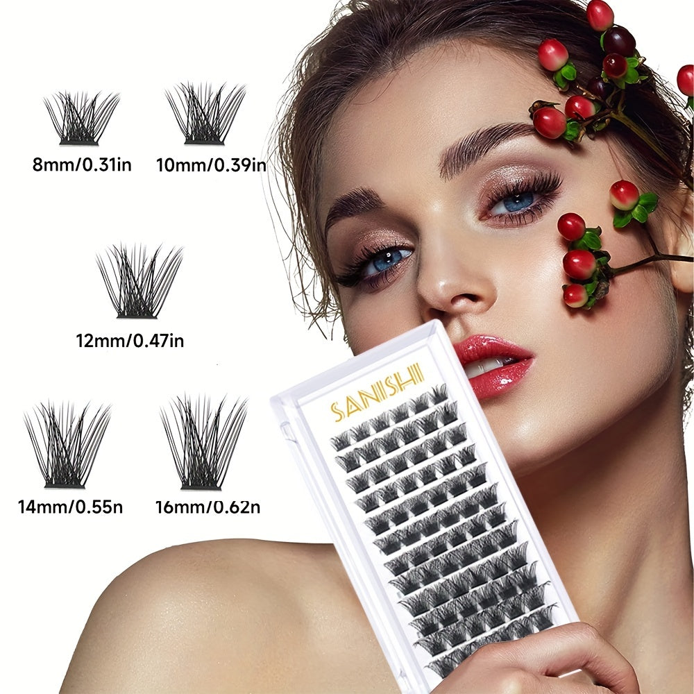 72pcs Cluster Lashes Extra Slender 8-16mm False Eyelashes DIY Natural Look