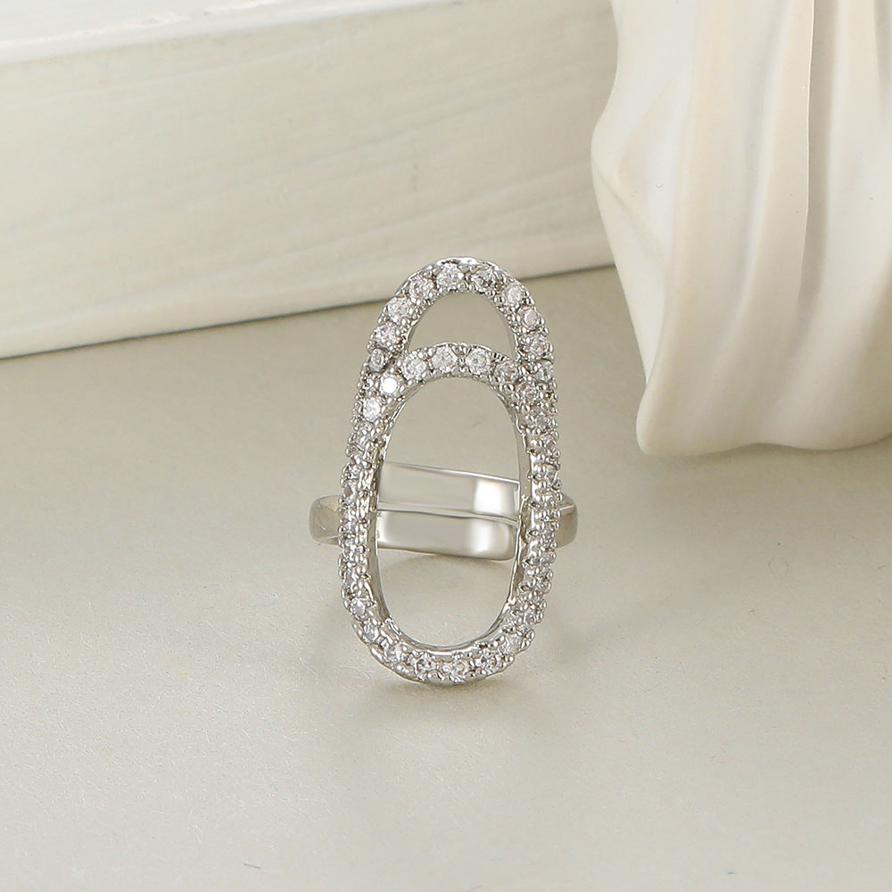 Geometric Diamond Open Nail Ring Temperament Manicure Set Ring