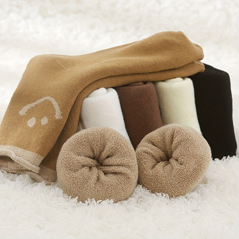 6 Pairs Smiling Face Print Socks - Women's Mid Tube Stockings