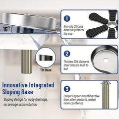 Stainless Steel Glass Rinser Cup Washer for Kitchen Sink