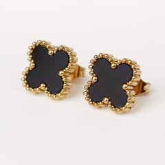4 Leaf Clover Stud Earrings Minimalist Style Stainless Steel 14K Plated