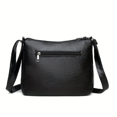 Vintage Flower Embossed Hobo Shoulder Bag Solid Crossbody Bag