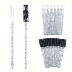 100pcs Mascara & Lipstick Applicator Wands Crystal Lip Gloss Brush Lash Spoolies