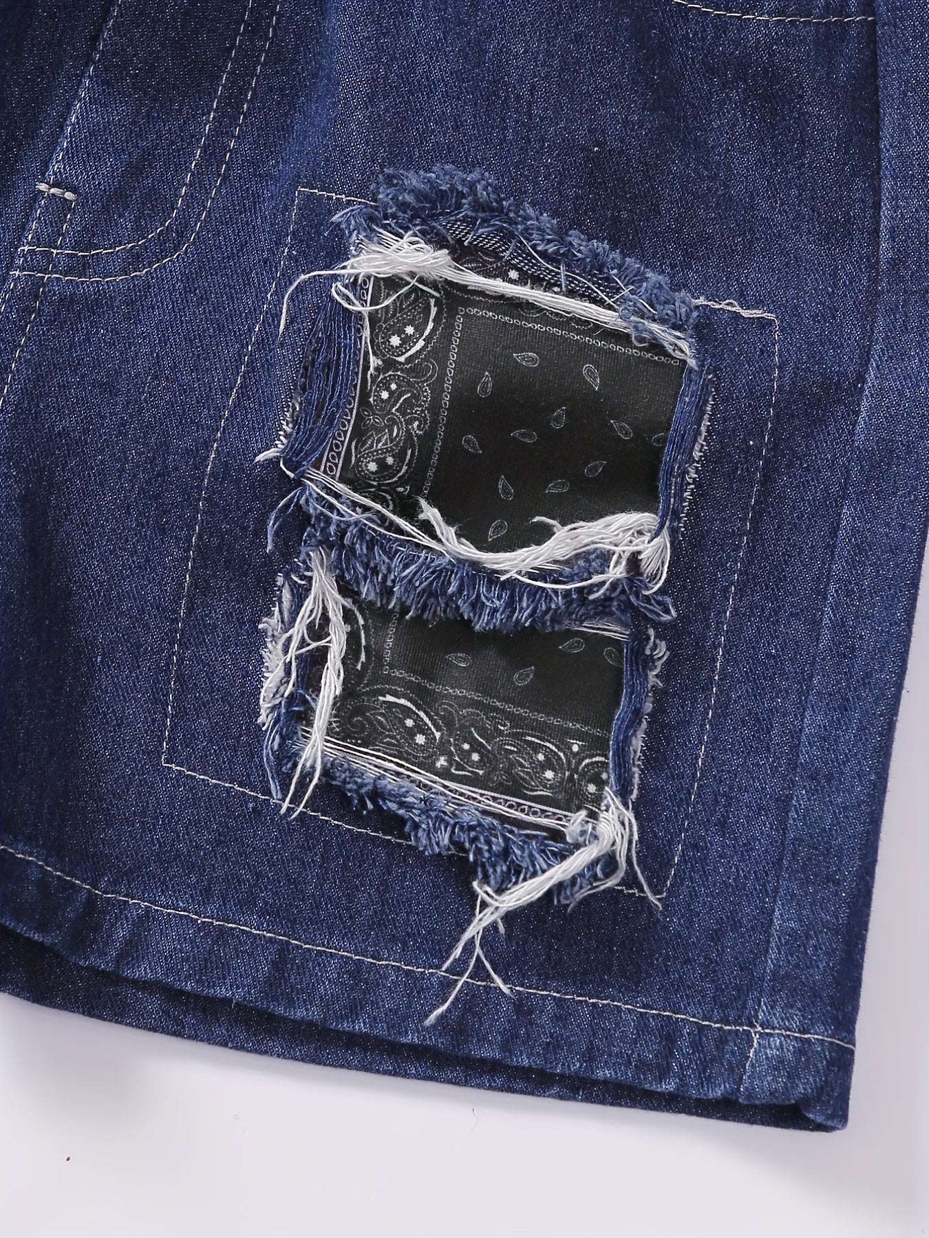 Boys Allover Print Casual Outfit Round Neck T shirt & Denim Shorts Set