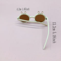 Girl's Cartoon Round Frame Rabbit Ears Sunglasses UV Protection