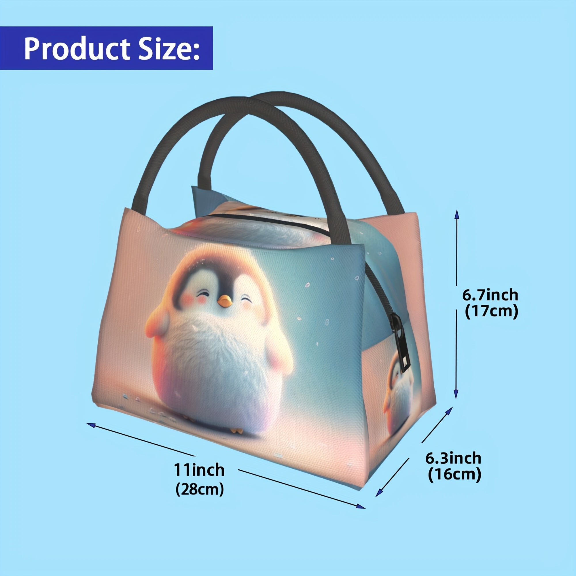 Penguin Insulated Lunch Bag for School Office Picnics