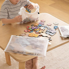 3pcs Transparent Storage Bags with Zipper for Toys & Puzzles