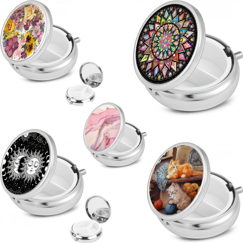 Customizable 3 Compartment Pill Organizer Metal Travel Medicine Case