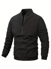 Men's Casual Baseball Collar Zip Up Jacket Coat for Spring Fall