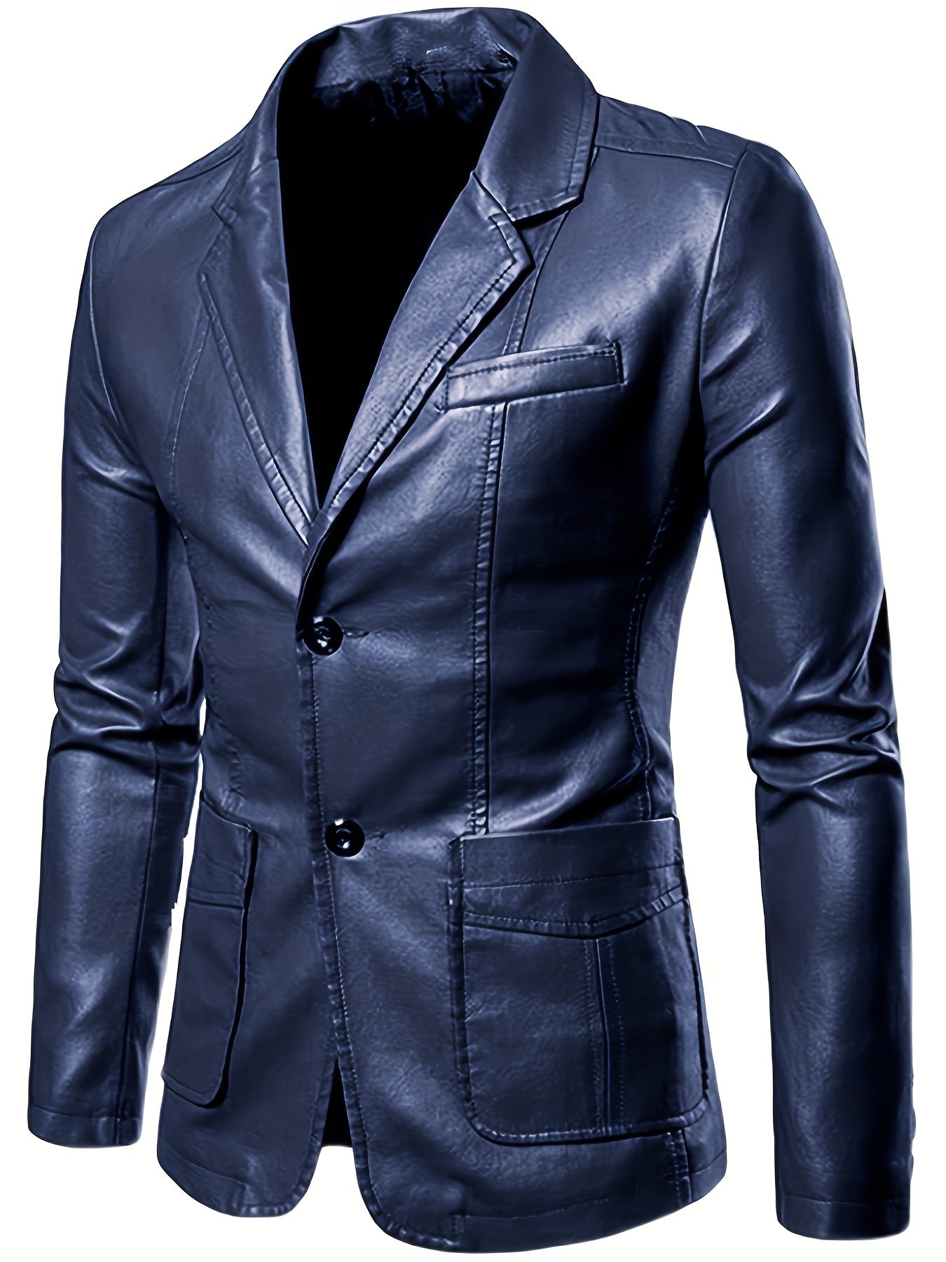 Men's Leather Lapel Zipper Up Jacket for Autumn Winter Wear