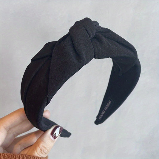 Vintage Knot Decor Hair Hoop Wide Headband Non Slip Hair Accessory