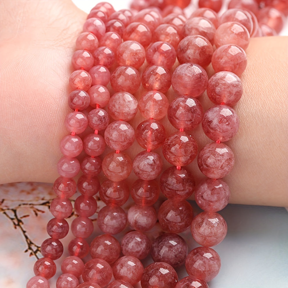 Strawberry Quartz Crystal Stone Beads 60pcs DIY Bracelet Necklace Accessories