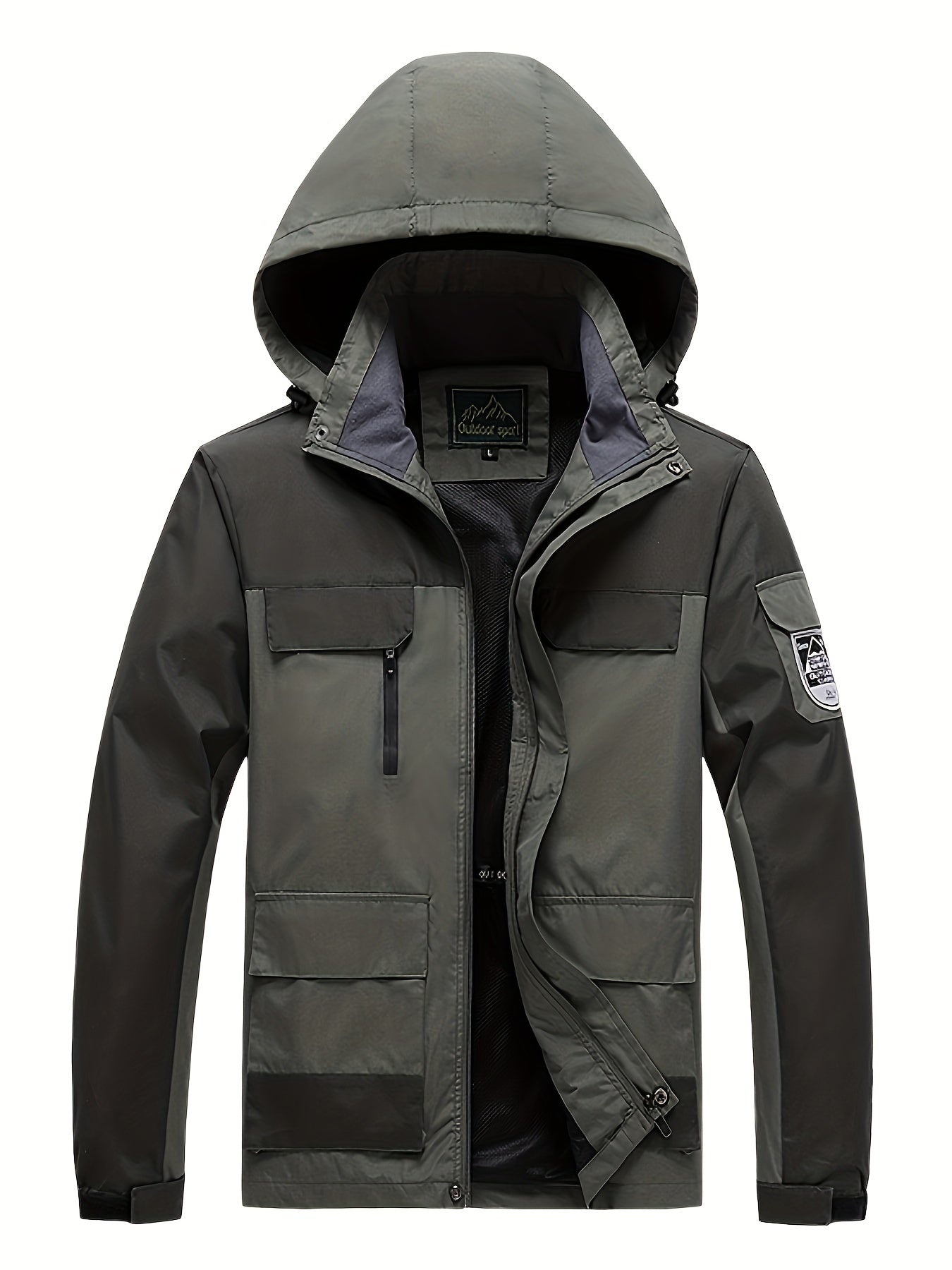 Men's Casual Waterproof Windbreaker Jacket Hooded Coat for Outdoors
