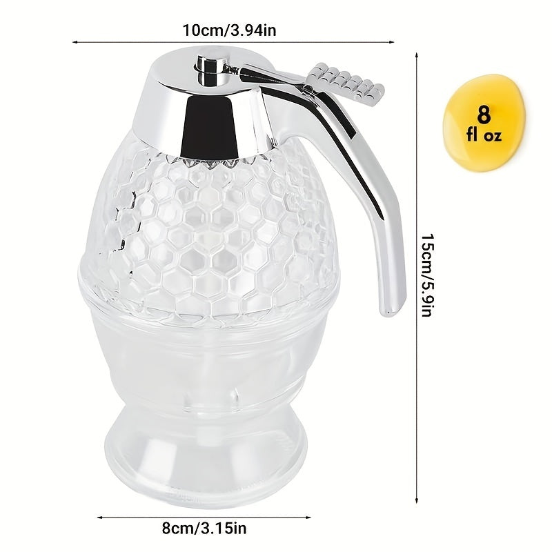 Clear Glass Honey Dispenser with Dipper Easy Squeeze Bottle Kitchen Supplies
