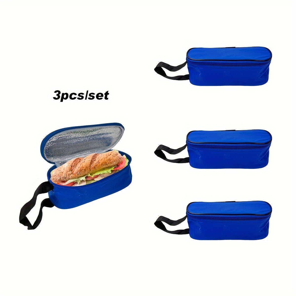 3pc Mini Thermal Insulated Lunch Pouch Portable Cooler Tote Bag Food Storage Bag
