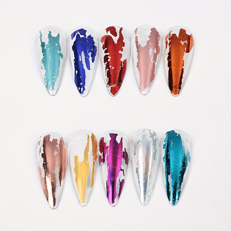 10 Sparkling Nail Foils for Gel Polish Transfer & Nail Art