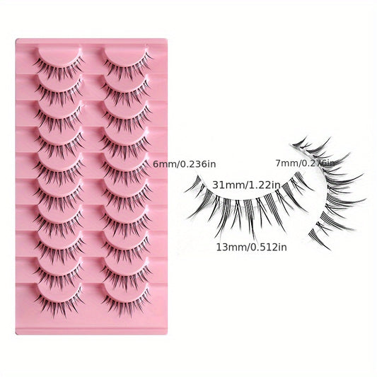 10 Pairs Cat Eye Lashes w/ Transparent Stems