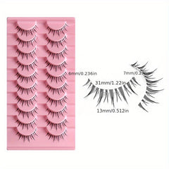 10 Pairs Cat Eye Lashes w/ Transparent Stems