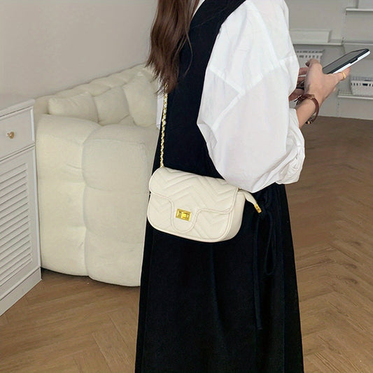 Square Quilted Chain Bag Turn Lock Shoulder Bag