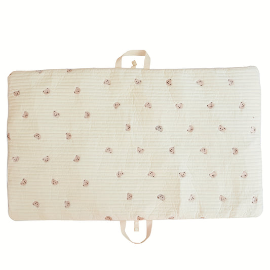 Kids' Embroidered Nap Mat Portable Foldable Soft Mattress for Travel Ivory
