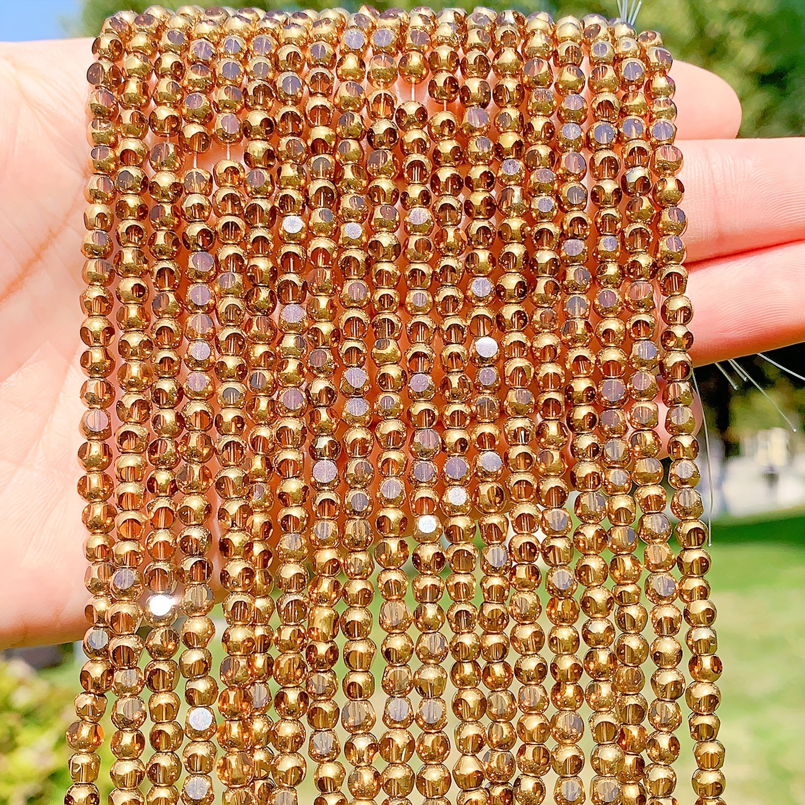 55pcs Golden Edge Faceted Crystal Glass Beads Set for Bracelet DIY