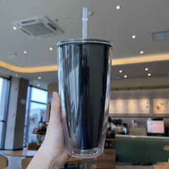 760ml Insulated Coffee Cup with Lid and Straw Leakproof BPA Plastic