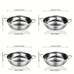 1pc Sichuan Hot Pot Stainless Steel Divided Cooking Pot for Gas Stovetop