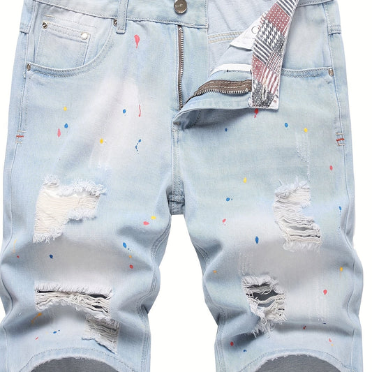 Distressed Denim Shorts Men s Street Style Summer Wear