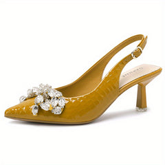 Women's Bowknot Stiletto Heels Point Toe Pumps Slingback Heels