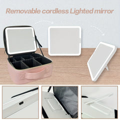 Travel Makeup Train Case With Lighted Mirror & Organizer