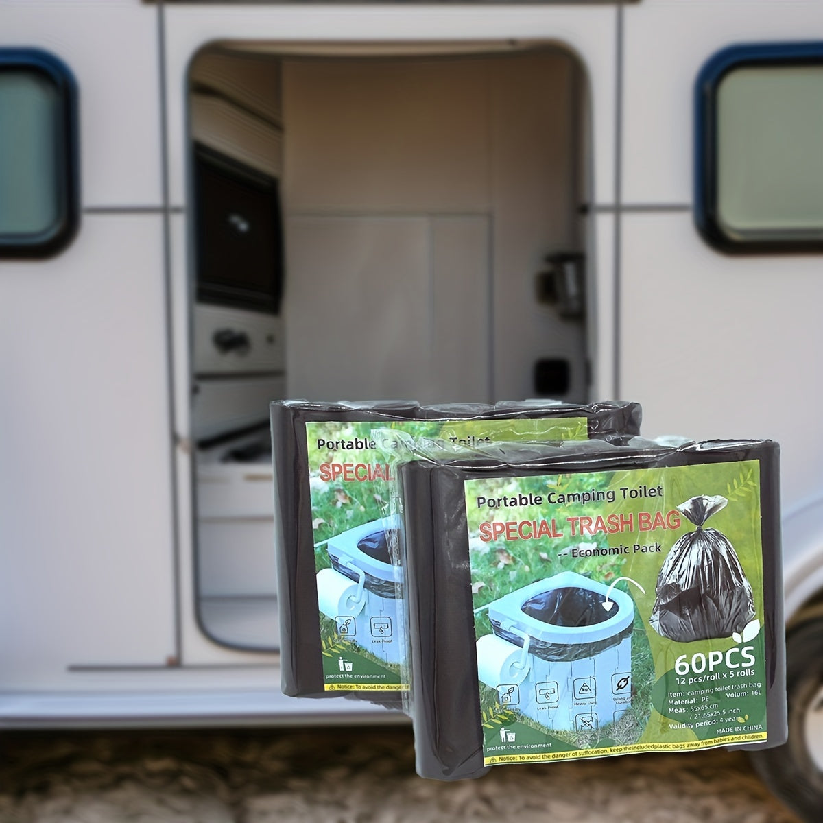 Portable Toilet For RV Camping Foldable Toilet With Garbage Bags